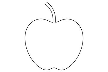 Continuous one line art drawing apple outline vector art illustration
