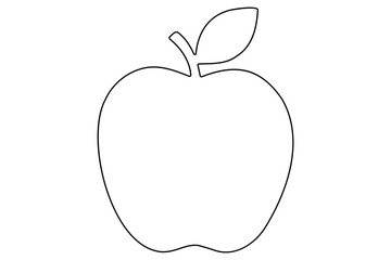 Continuous one line art drawing apple outline vector art illustration
