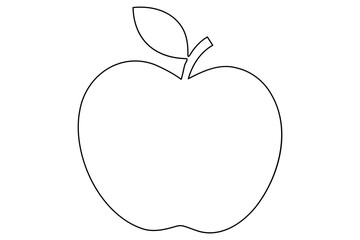 Continuous one line art drawing apple outline vector art illustration
