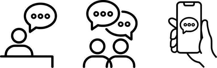 Outline Icon Set For Communication Message And Dialogue Concept Design In Vector