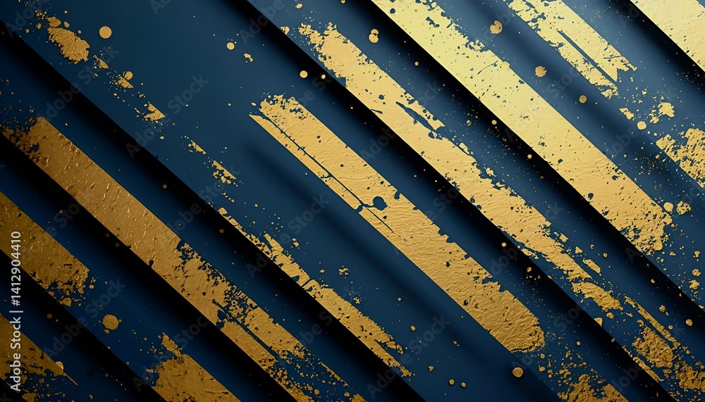Poster a luxurious dark teal background features textured gold diagonal stripes and scattered gold speckles