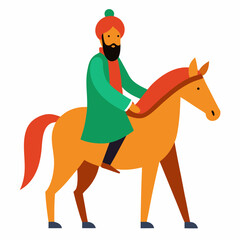  a sikh man in a turban and traditional kurta ridin