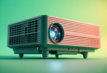 Modern Home Theater Projector Device with Bright Light Beam Ready for Presentation or Movie Night