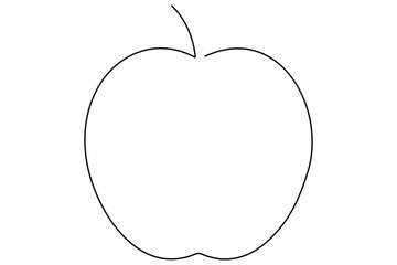 Continuous one line art drawing apple outline vector art illustration
