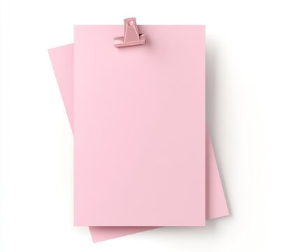 Pink note paper with a clip