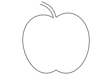 Continuous one line art drawing apple outline vector art illustration
