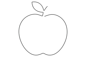 Continuous one line art drawing apple outline vector art illustration
