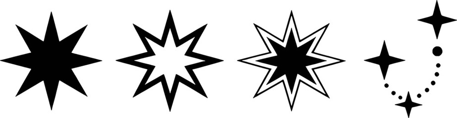 Obraz premium Vector Set Of Starburst And Sparkle Shapes In Black And White For Graphic Design