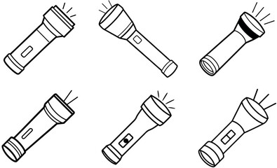 Fototapeta premium Simple Black and White Flashlight Icons Set
