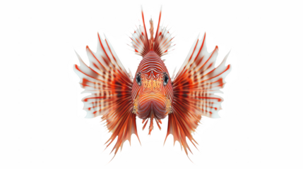 a red fish with wings on a transparent background, PNG image, PNG file, Generative art.