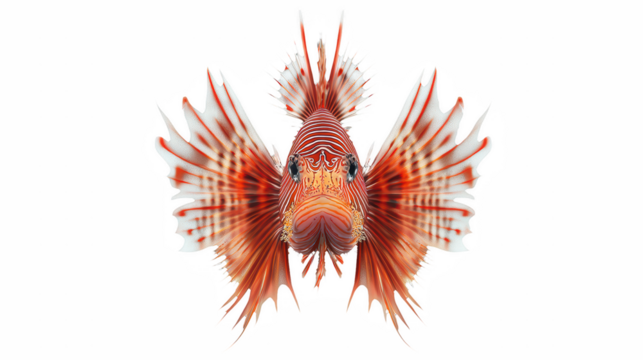 a red fish with wings on a transparent background, PNG image, PNG file, Generative art.