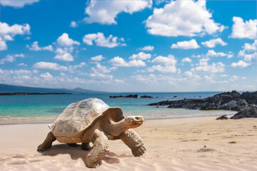 Galapagos Islands. Galapagos tortoise. Big turtle. Ecuador.
