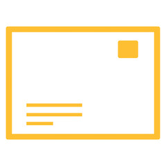 Doodle icon letter email paper illustration on transparent background that can be use for background, slide view, social media, sticker, scrapbook and etc. with aesthetic yellow color