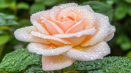 Peach rose, dew-kissed petals