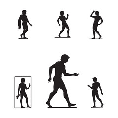 Naklejka premium Vector silhouettes of people men and women in various action poses