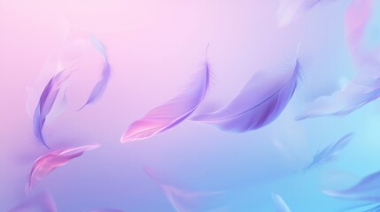 Fototapeta premium Soft pastel colors blend together as delicate purple and pink feathers drift gracefully, creating a peaceful and tranquil atmosphere filled with light