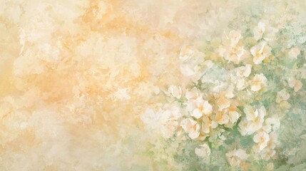 Delicate white flowers bloom softly against a warm, golden background, creating a tranquil and inviting atmosphere in a peaceful garden setting