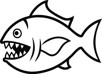 Obraz premium Piranha with sharp teeth silhouette