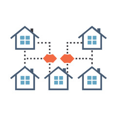 Fototapeta premium House network connection icon in outline flat style