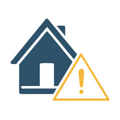 House icon with warning sign in alert concept