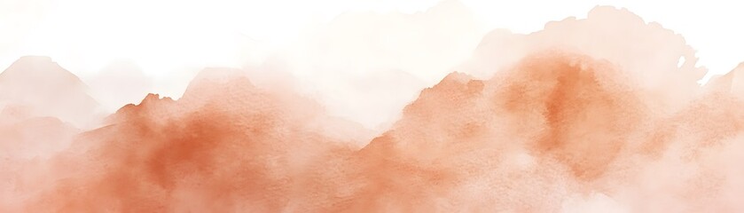 A gentle, muted watercolor landscape painting of hazy mountains.