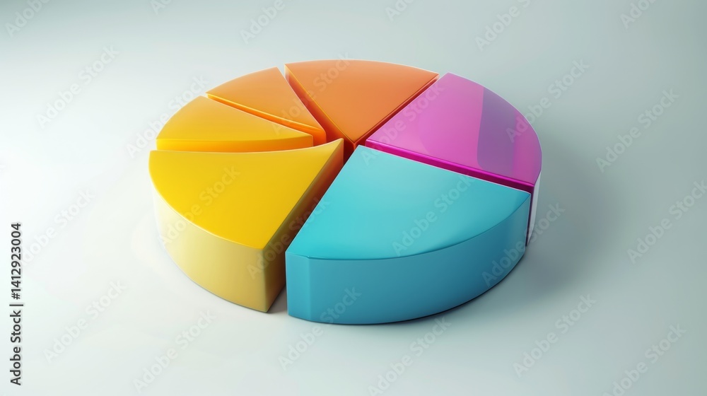 Aufkleber clean d pie chart with smooth surface and defined parts, infographic layout