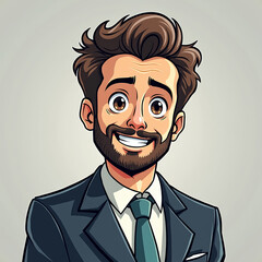 Happy businessman smiling in a suit against a plain background  