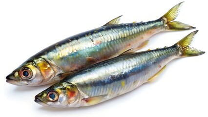 Fototapeta premium High Resolution Image of Two Fresh Whole Sardines Isolated on White Background