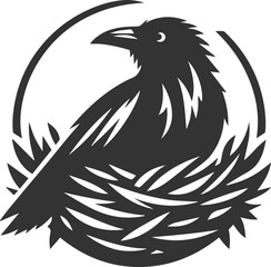 Vector black crow bird animal silhouette