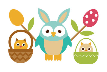 easter eggs and bunny