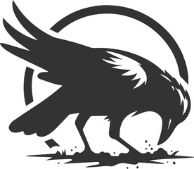 Vector black crow bird animal silhouette