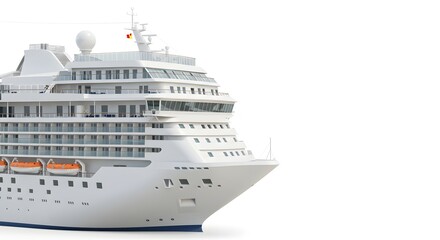 Large Passenger Ship Isolated on White Background