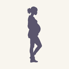 Pregnant woman silhouette. Motherhood sign.
