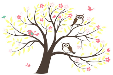 spring tree with birds