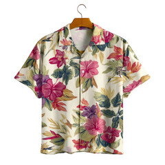 Tropical floral hawaiian shirt fashion apparel studio front view summer vibes