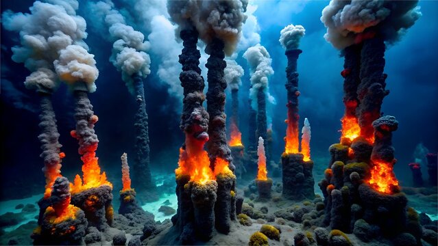 Hydrothermal Vent Microbiome Ecosystem: Hyperthermophilic Pyrococcus Biofilms, Symbiotic Tube Worms, and Iridescent Siphoviridae Viruses in Volcanic Abyss with Heat-Distortion FX