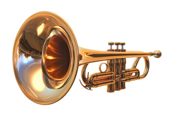 Naklejka premium Shiny brass trumpet, isolated on transparent background
