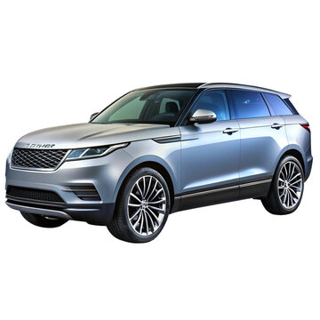 silver range rover velar three-quarter view isolated on transparent background