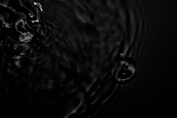 Abstract Water Surface with Ripples and Droplets in Dark Lighting