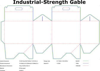 Industrial Strength Gable Box Packaging Design Template Diagram