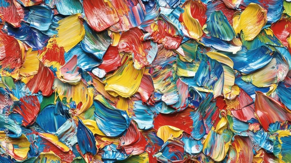 Poster an abstract work of art reveals an intricate mix of vivid colors meticulously layered and blended wi