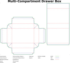 Multi Compartment Drawer Box Packaging Design Template Diagram
