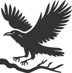 Vector black crow bird animal silhouette