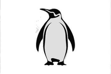 Naklejka premium Minimalist black and white penguin silhouette with clean lines and simple geometric shapes