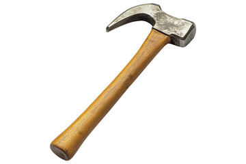 Vintage claw hammer with wooden handle, isolated on transparent background