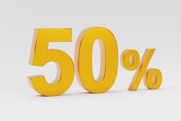 Gold 50 percent isolated on white background