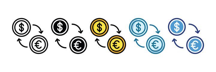 Exchange Rate Icon Set Multiple Style Collection