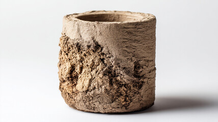 rustic clay cylinder with textured surface