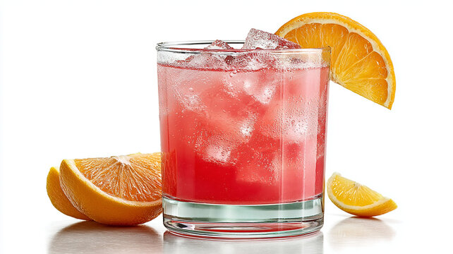 Chilled ruby red elixir with citrus slices and ice