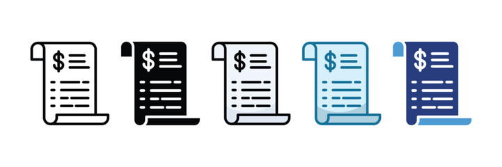 Receipt Icon Set Multiple Style Collection